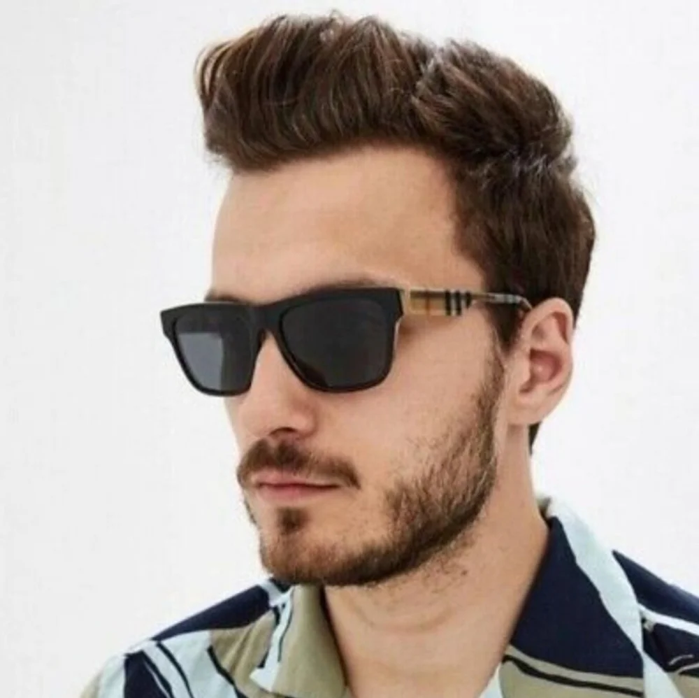 Burberry Rectangular Black Brown Mens Sunglasses - Picture 4 of 8
